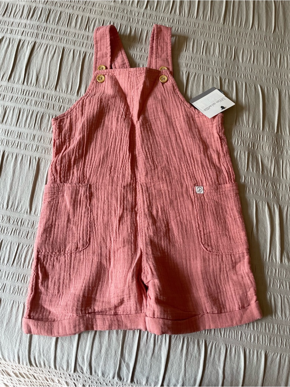 Little Planet Kids Coral Pink Cotton Gauze Overalls